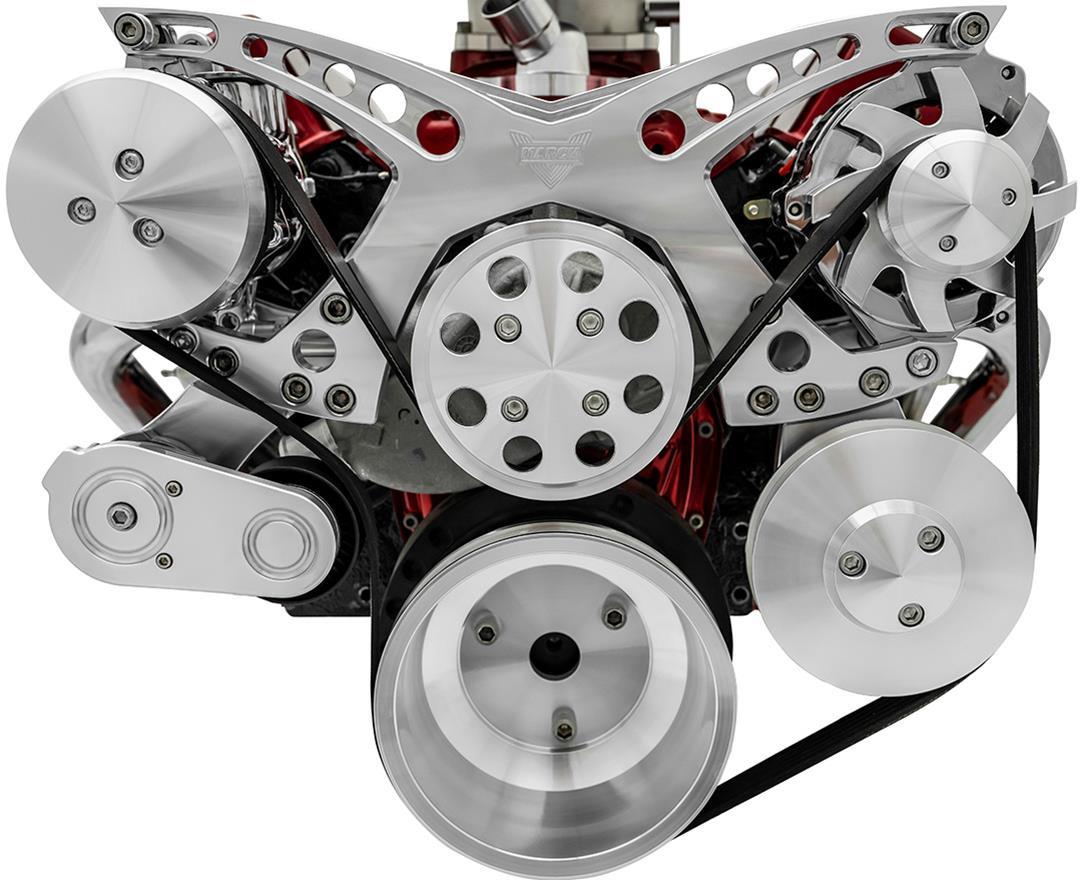 March Performance SBC Revolver Serpentine System with A/C and 6-Rib Aluminum Pulley Kit