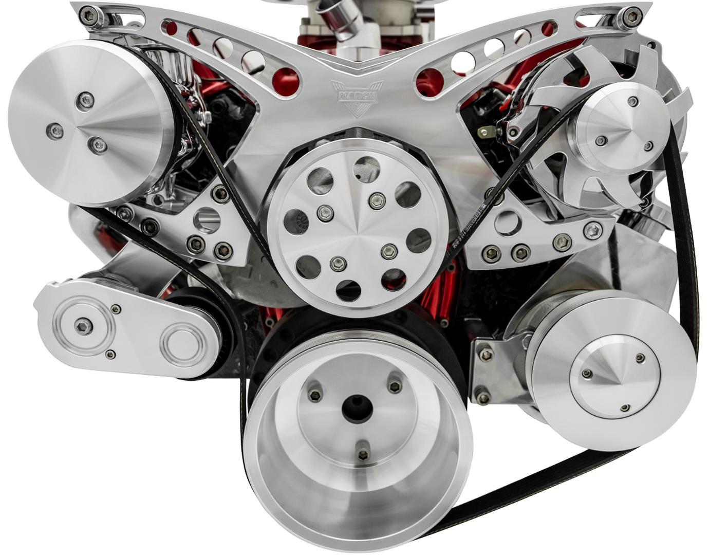 March Performance BBC Revolver Serpentine System with AC, 6-Rib Aluminum Pulley Kit for Big Block Chevy