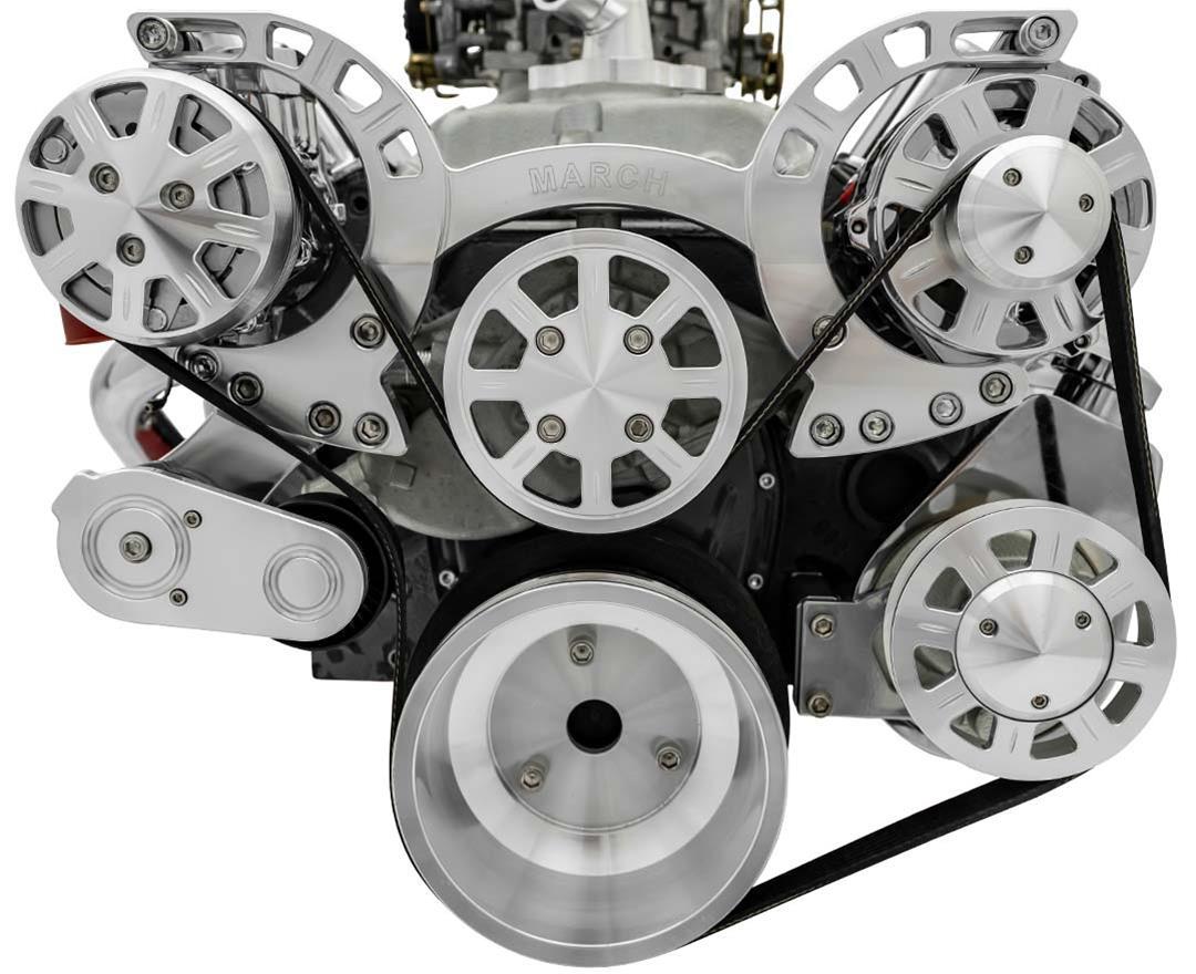 March Performance SBC Sport Track Serpentine Pulley System with Power Steering for Small Block Chevy