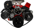 March Performance SBC Sport Track Pulley System LWP Black for Small Block Chevy with Long Water Pump