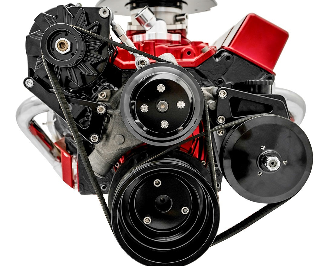 March Performance SBC Sport Track Pulley System LWP Black for Small Block Chevrolet