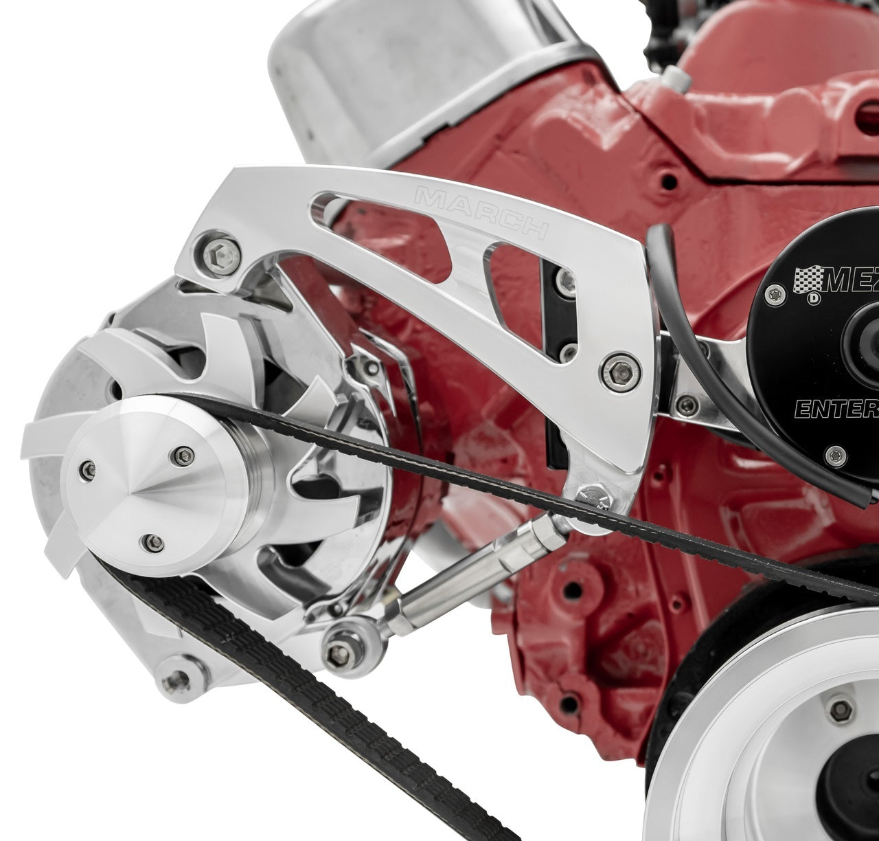 March Performance MPP22025 Chevy Small Block Electric Water Pump Alternator Bracket Passenger Side Mid Mount Aluminum