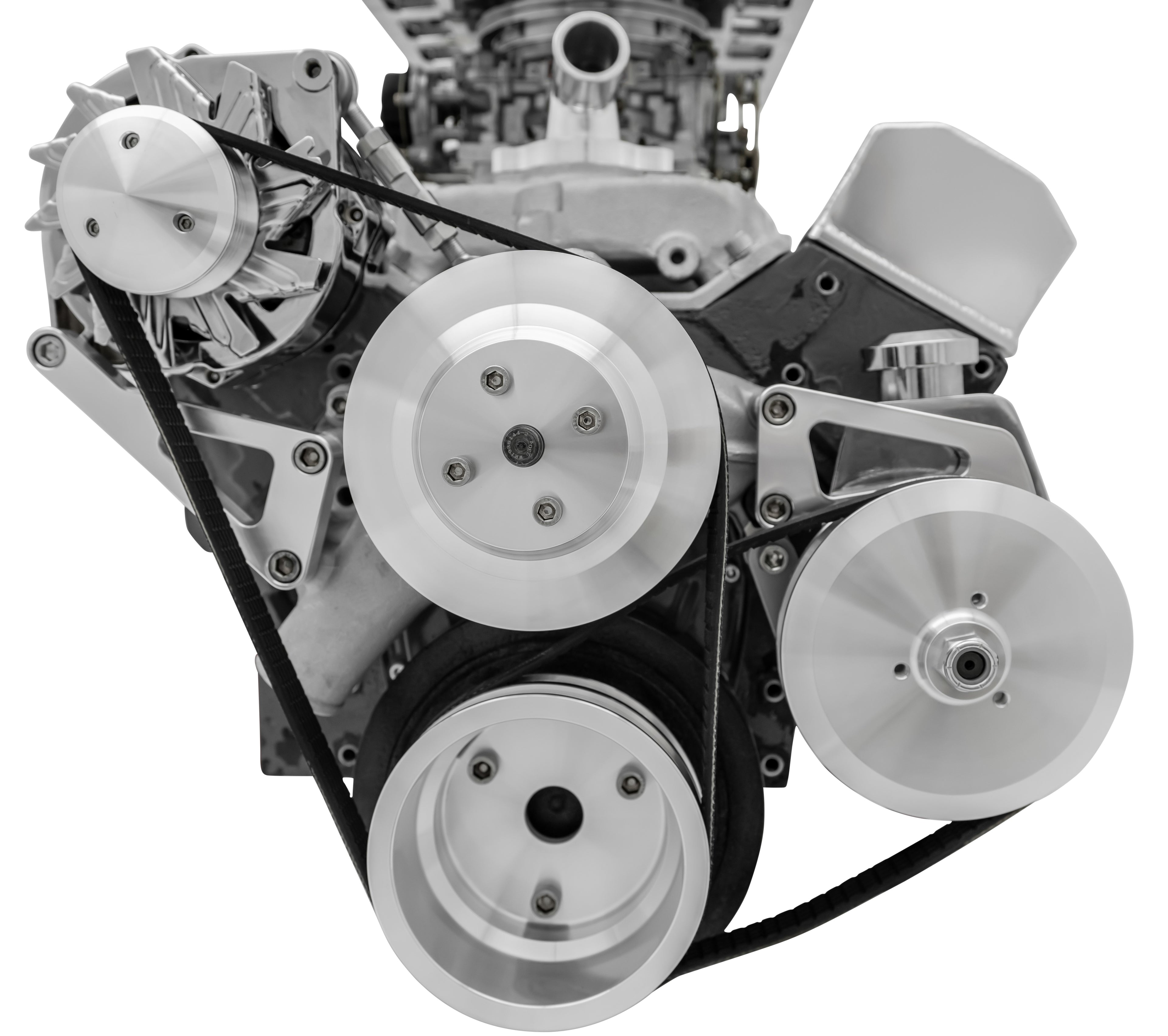 March Performance SBC Serpentine Conversion Kit with 6-Rib Aluminum Pulley for Small Block Chevy, Silver Finish