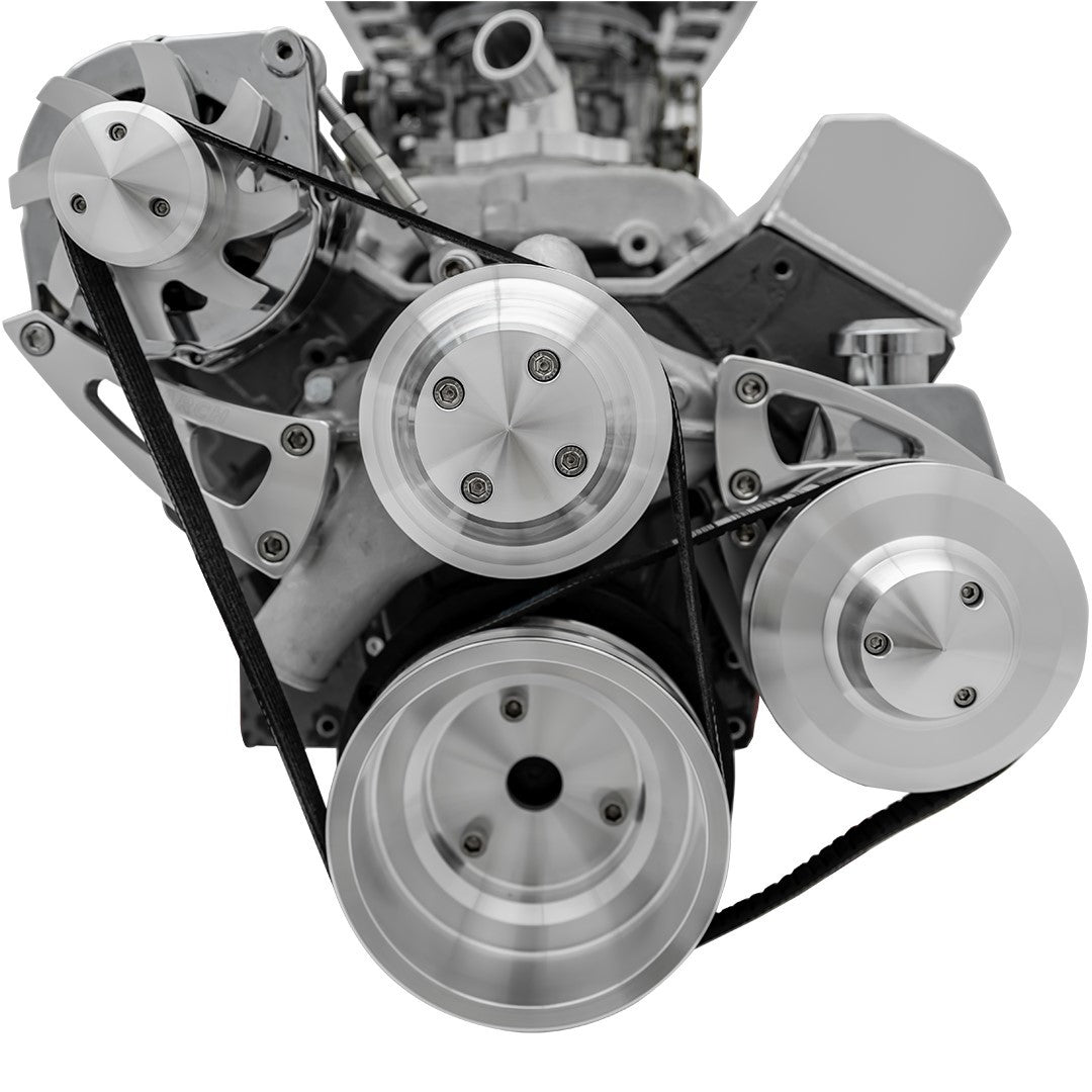 March Performance SBC Serpentine Conversion Kit with 6-Rib Aluminum Pulley and Long Water Pump for Small Block Chevy