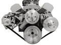 March Performance SBC Ultra Conversion Kit Mid-Mount Pulley Set for Small Block Chevy, 6-Rib Serpentine, Aluminum with Clear Powder Coat Finish