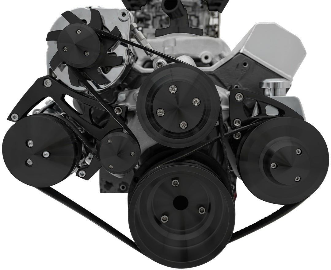 March Performance SBC Ultra Serpentine Conversion Kit Black for Small Block Chevy