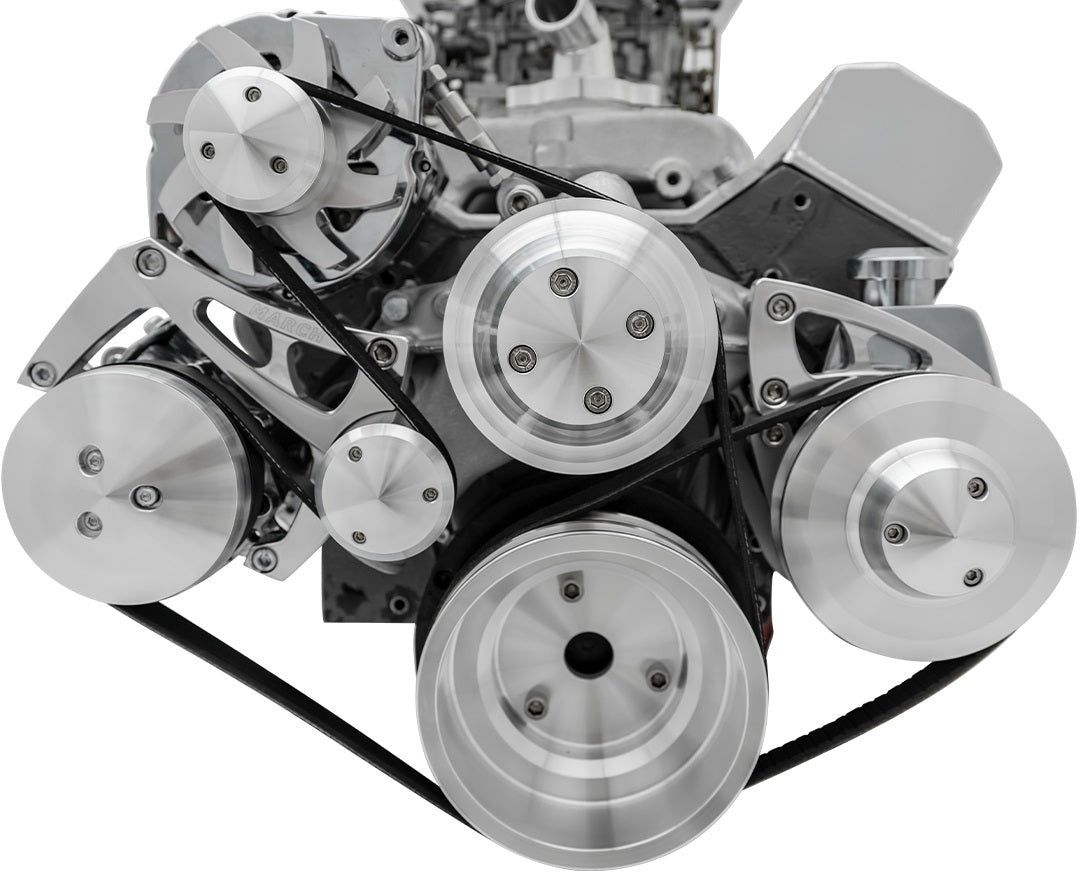 March Performance MPP23072 Aluminum 6-Rib Serpentine Pulley Kit for Long Water Pump on Big Block Chevy