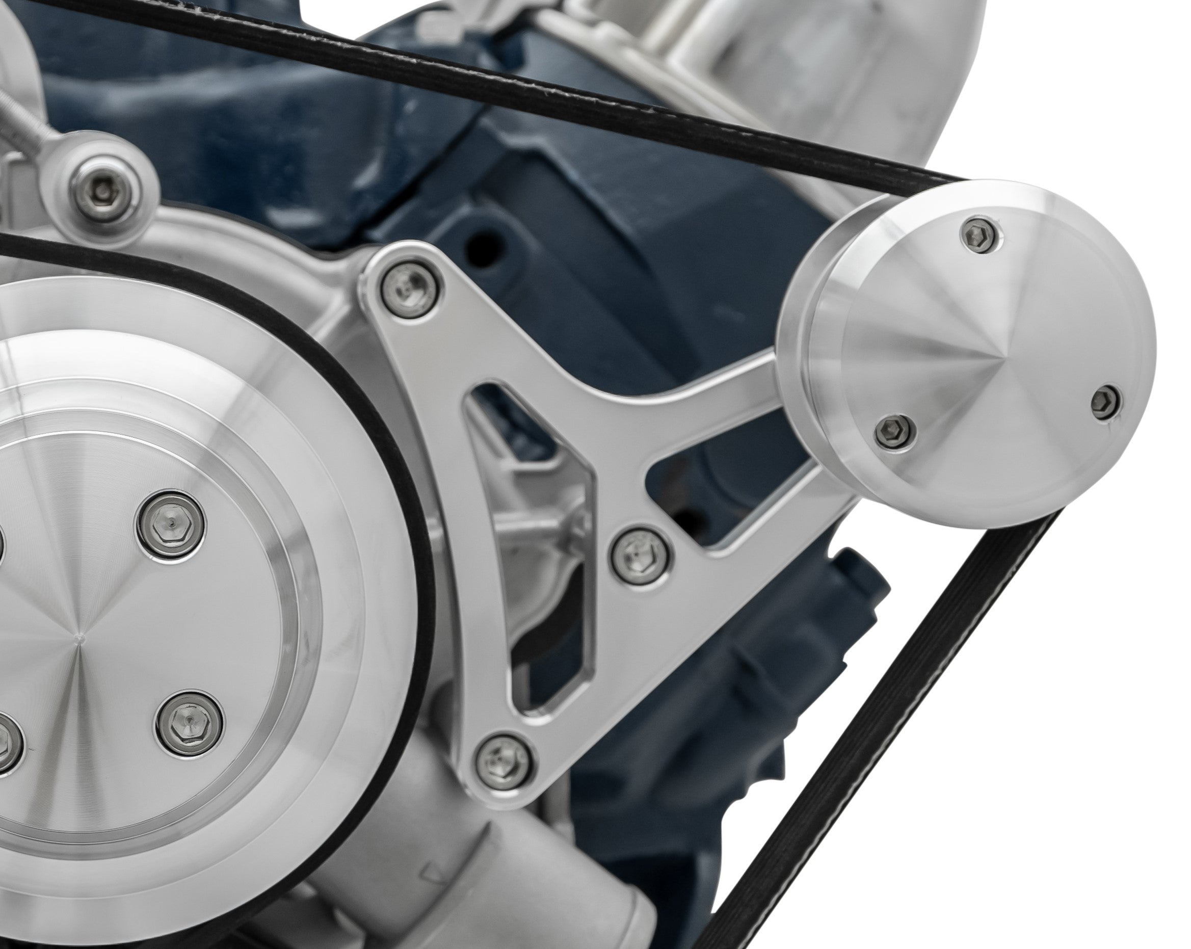 March Performance MPP30040 Ford Idler Bracket with Idler for Small Block Ford, Aluminum, Serpentine Belt, 6-Rib, Clear Powder Coat