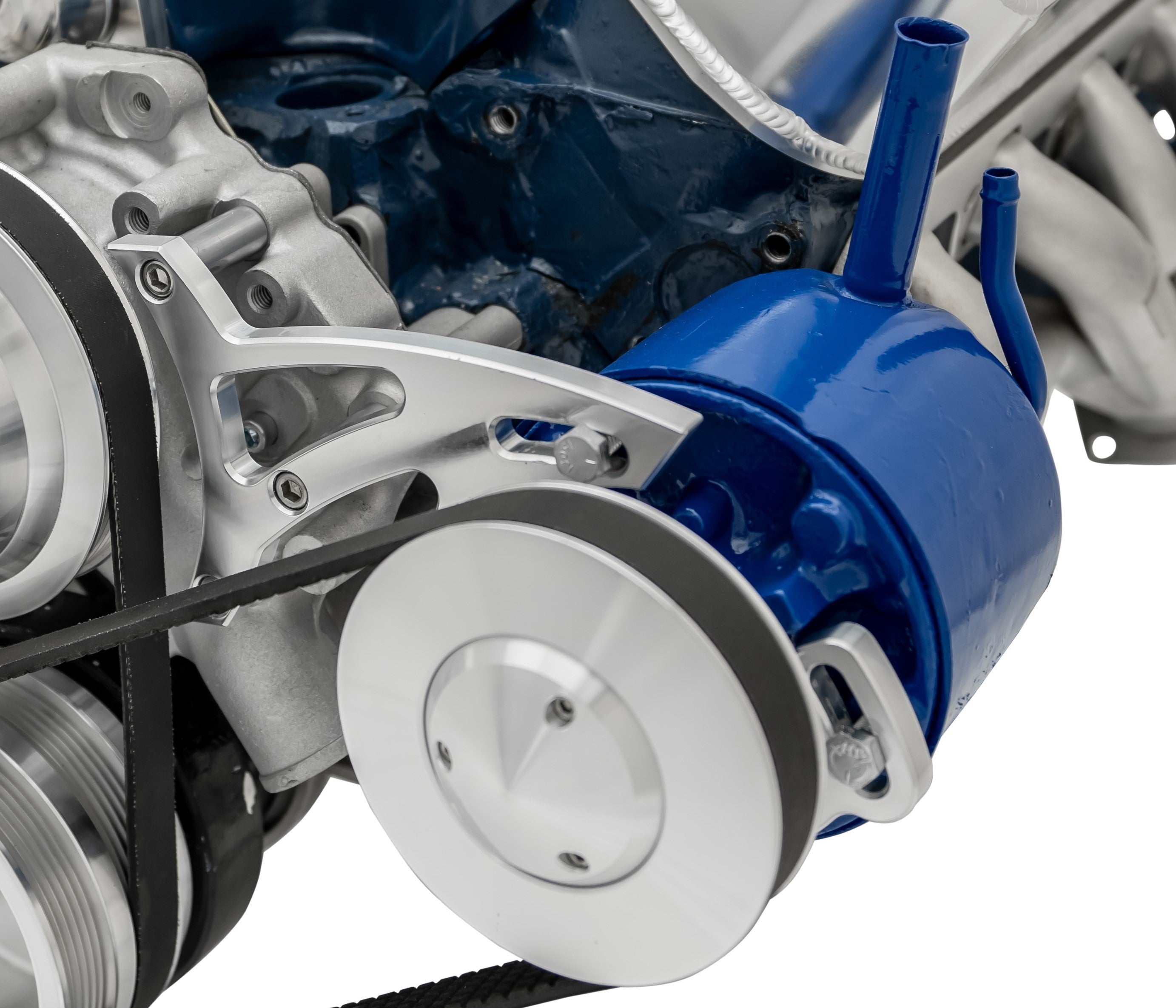 March Performance 30352 Power Steering Pump Bracket for Small Block Ford, Driver Side Mount, Aluminum with Clear Powder Coat Finish