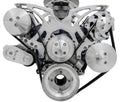 March Performance 30490 Pulley Kit for Small Block Ford 289-351W SBF Style Track Serpentine System with AC, 6-Rib Aluminum, Clear Powder Coat