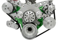 March Performance MPP40725 Track Pulley Set for Chrysler 383 / 440 / 426 Hemi with Aluminum, 6-Rib Serpentine Belt, Clear Powder Coat