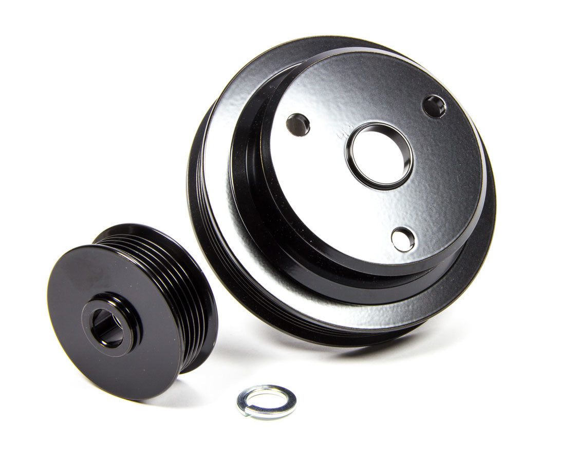 March Performance 4120-08 Corvette 2-Piece Pulley Set with 6-Rib Serpentine Aluminum Black Finish