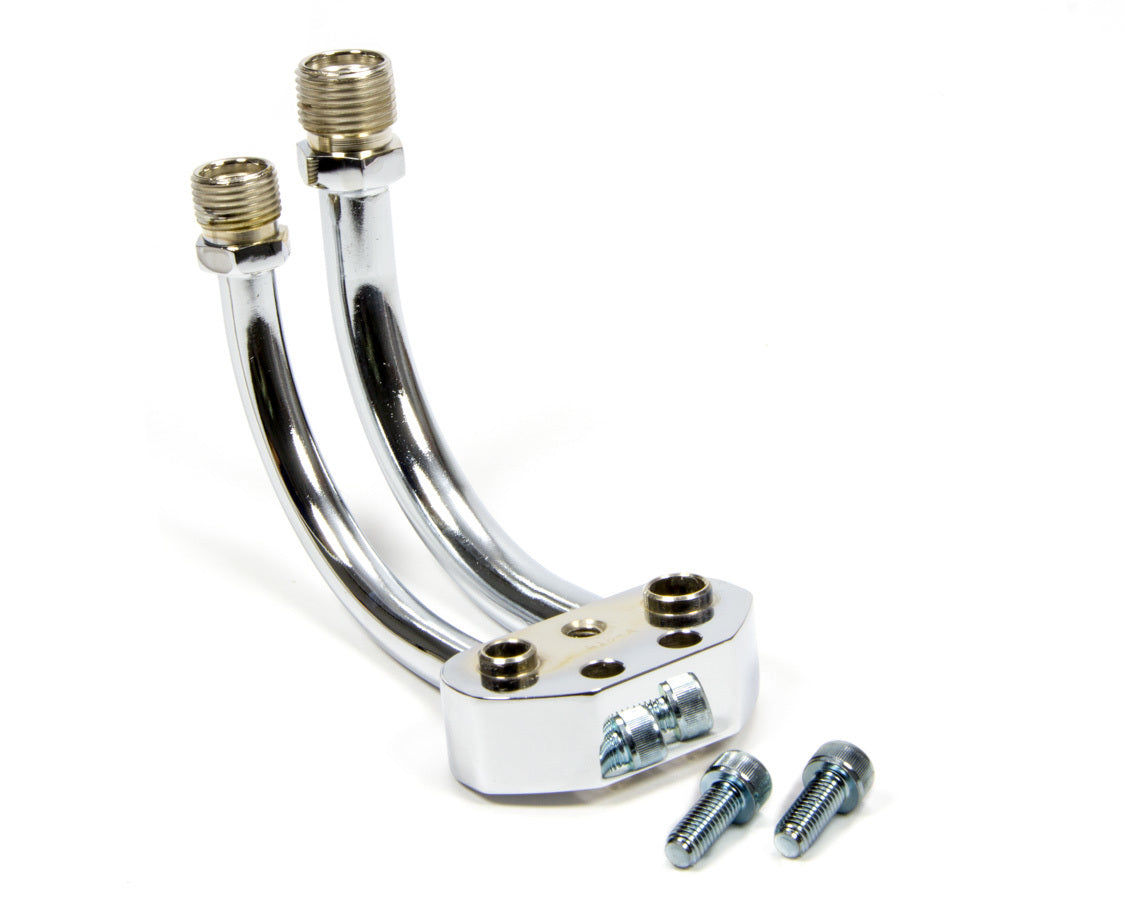 March Performance 418-06 A/C Line Manifold Chrome 2 Port Steel Compressor Adapter