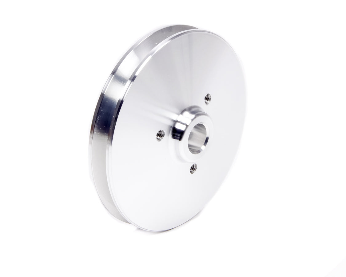 March Performance Power Steering Pump Pulley for Small Block Ford 289/302 V-Belt, 5 Inch Diameter, Aluminum, Clear Powder Coat, Press-On, Single Groove