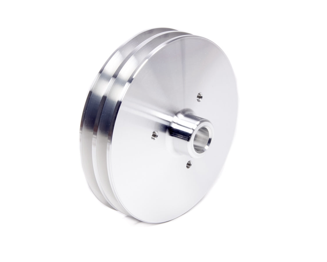 March Performance Power Steering Pump Pulley for GM Vehicles, 2-Groove V-Belt, Press-On Aluminum, 5.75 Inch Diameter, Clear Powder Coat – Part Number 522
