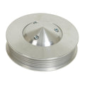 March Performance Power Steering Pump Pulley for Mopar B / RB Series 426 Hemi, 6-Rib, Bolt-On, 5 Inch Diameter, Aluminum with Clear Powder Coat - Part Number 535