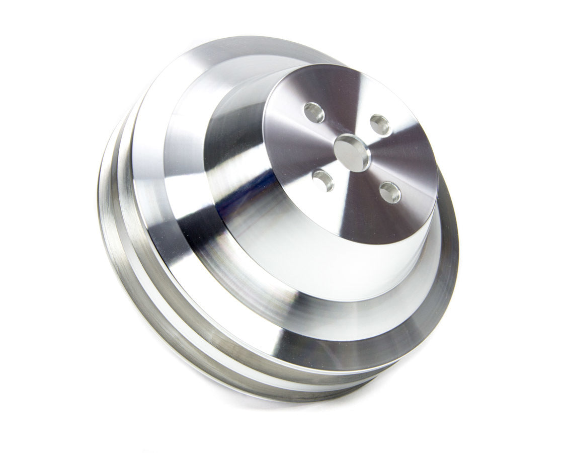 March Performance SBC Short Water Pump Pulley with Dual V-Belt Grooves, 5.5 Inch Diameter, Aluminum Finish