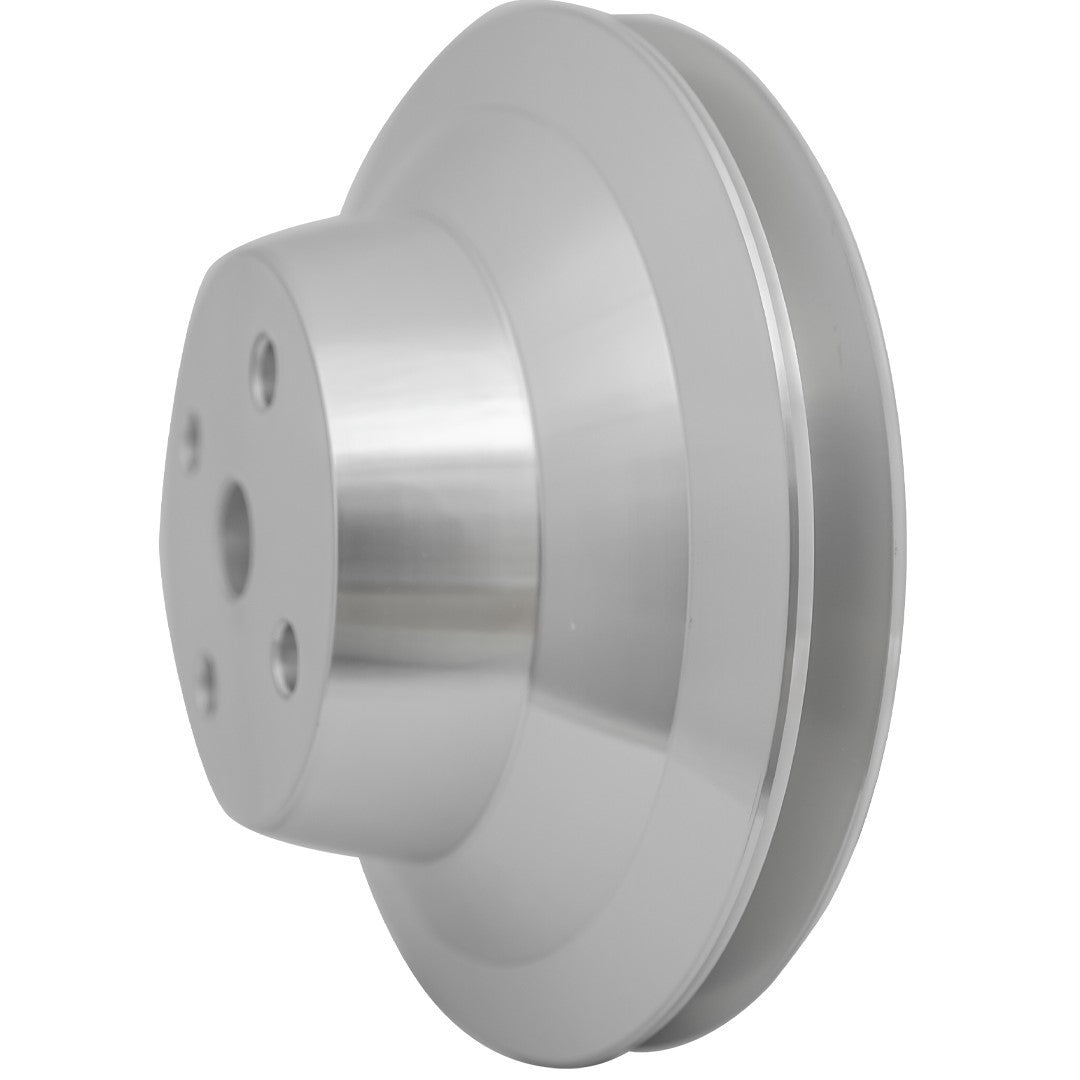 March Performance Water Pump Pulley 6052 for Small Block Chevy with 6.25-Inch Diameter, Aluminum, Clear Powder Coat, V-Belt, 1 Groove