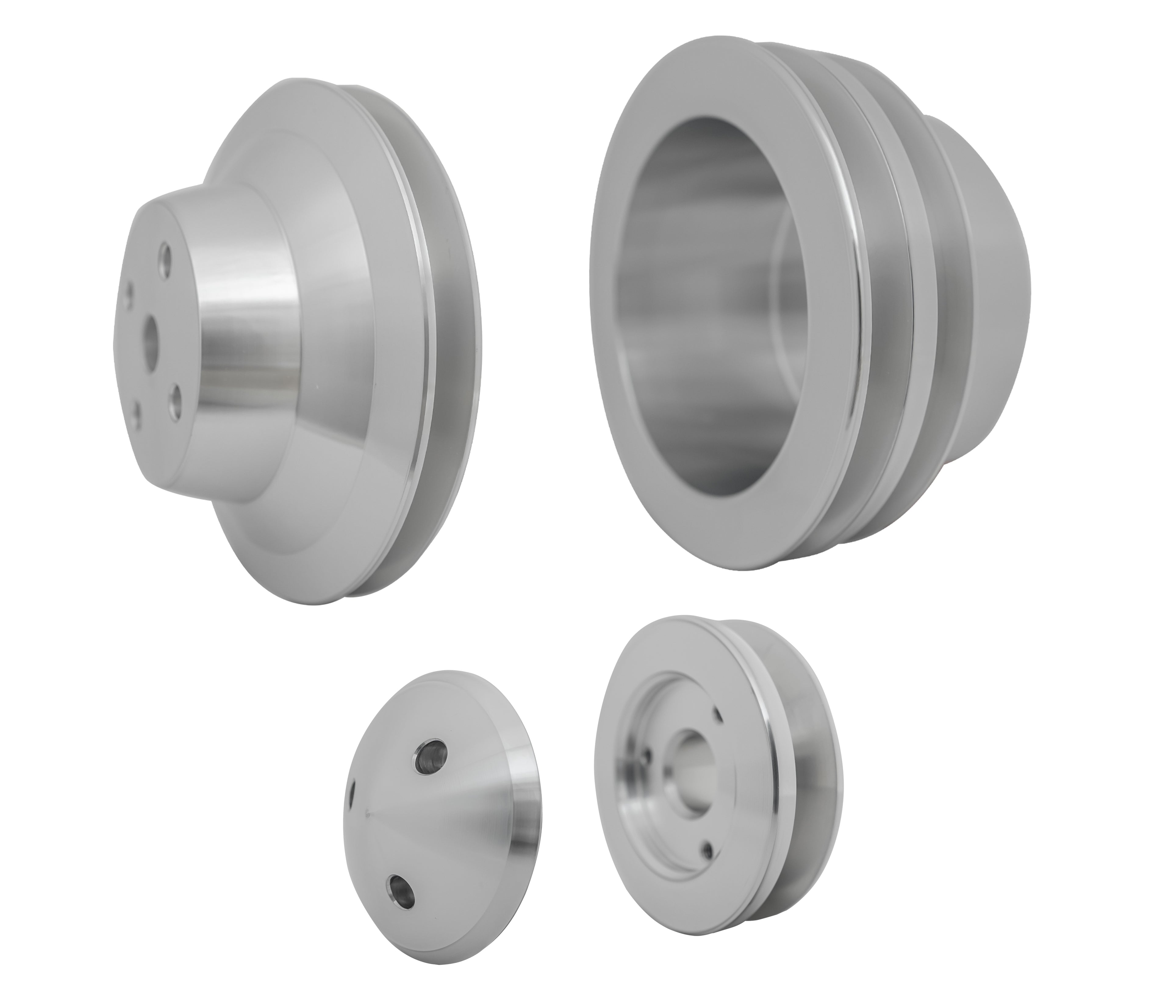 March Performance MPP6070 Small Block Chevy 3-Piece Pulley Set with Aluminum Pulleys and Clear Powder Coat Finish