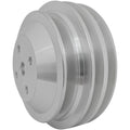 March Performance SBC Water Pump Pulley Long Water Pump 3-Groove Aluminum with Clear Powder Coat