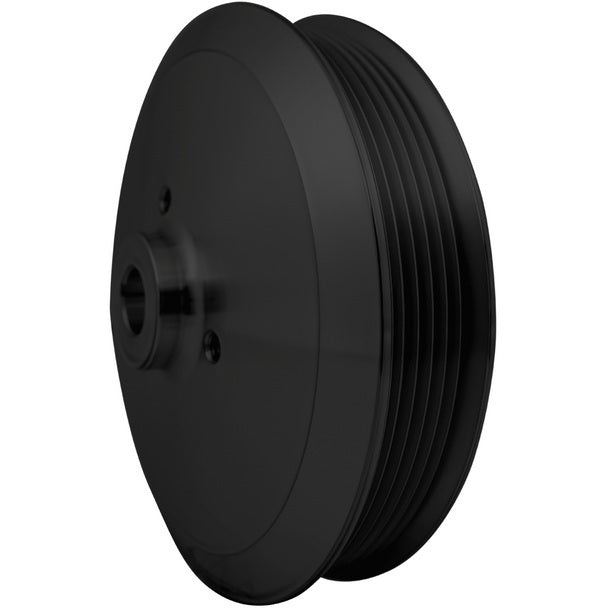 March Performance GM / Ford Power Steering Pump Pulley 6-Rib Serpentine Aluminum with Clear Powder Coat for Long Water Pump