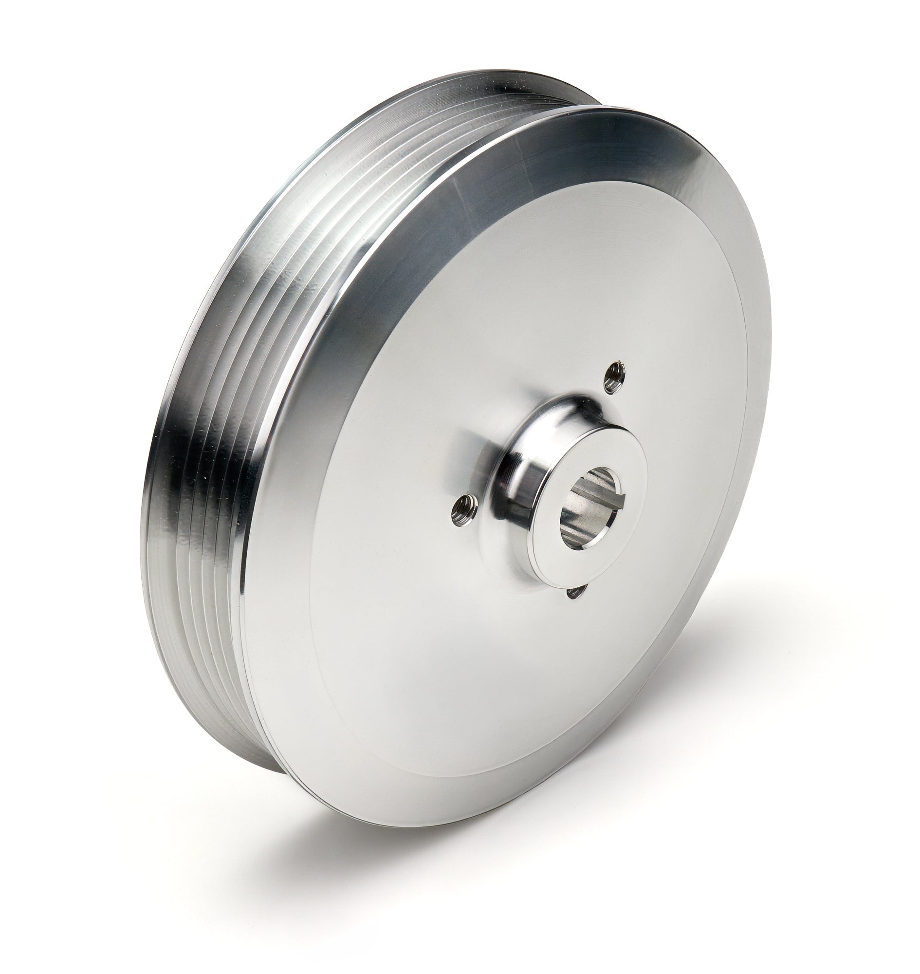 March Performance Power Steering Pump Pulley 623-A for GM Long Water Pump 6-Rib Aluminum with Clear Powder Coat