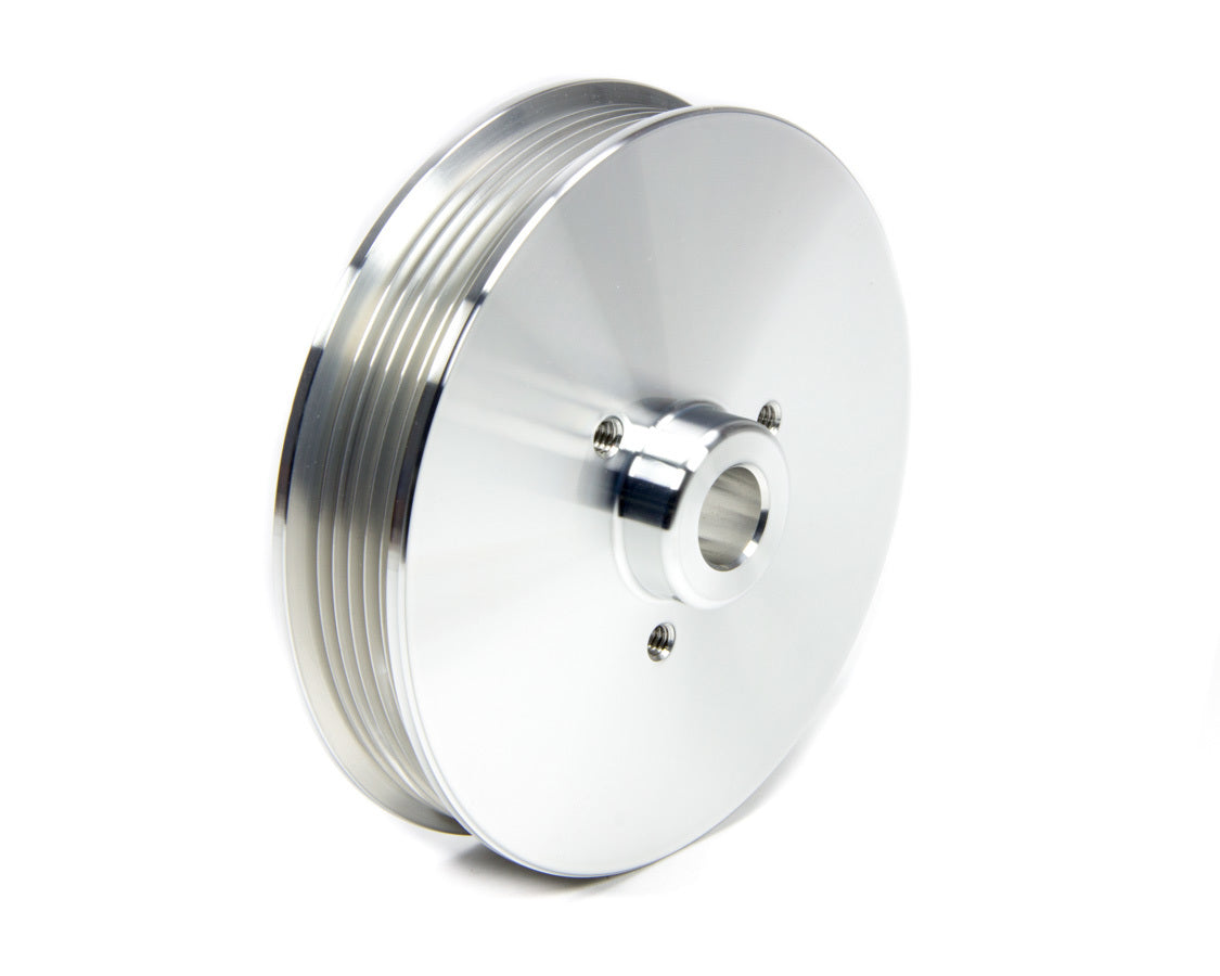 March Performance Power Steering Pump Pulley for Small Block Ford Mustang 1979-1993, 6-Rib Serpentine, Aluminum, 5.5 Inch Diameter, Clear Powder Coat