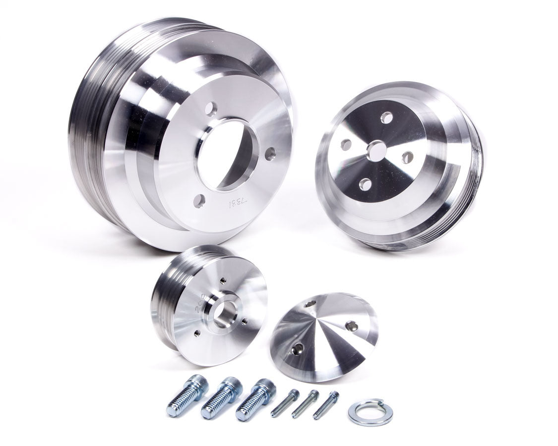 March Performance BBC LWP Serpentine Conversion Kit with Aluminum Pulley and Clear Powder Coat Finish