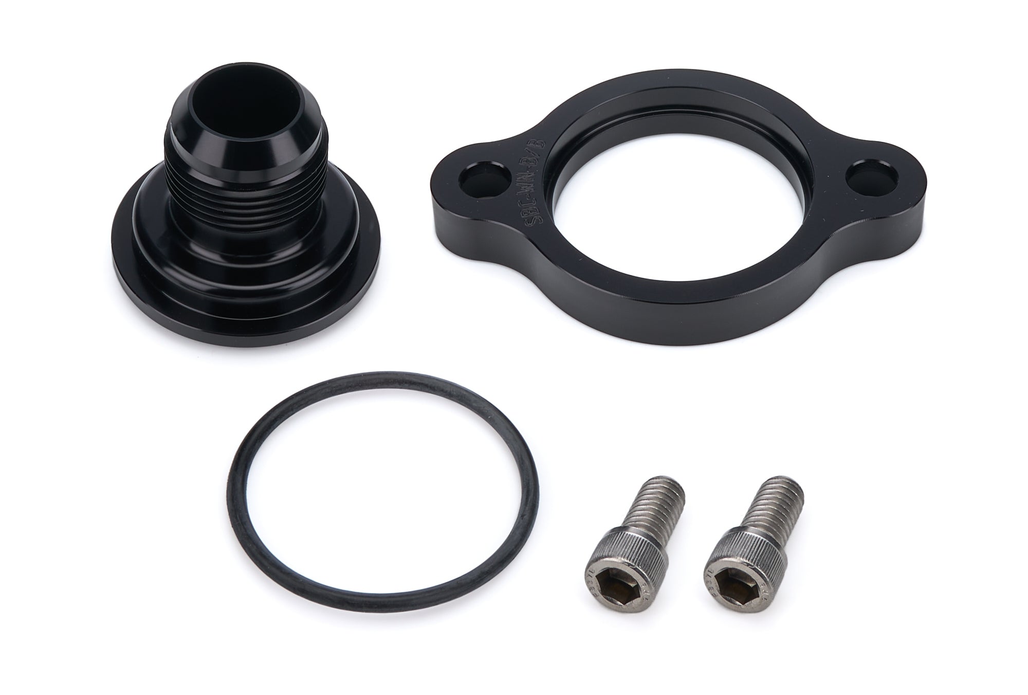 March Performance BTH-205-08 Water Neck, Straight, 16 AN Male, Aluminum, Black Anodized for Chevy V8 Engines