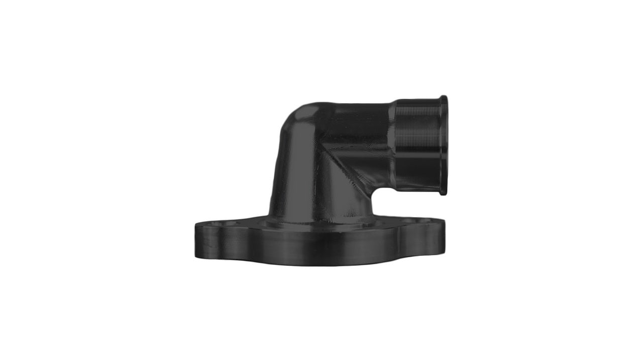 March Performance Water Neck LS Series 90 Degree Black Aluminum 1-1/2 Inch Hose Barb with O-Ring and Hardware