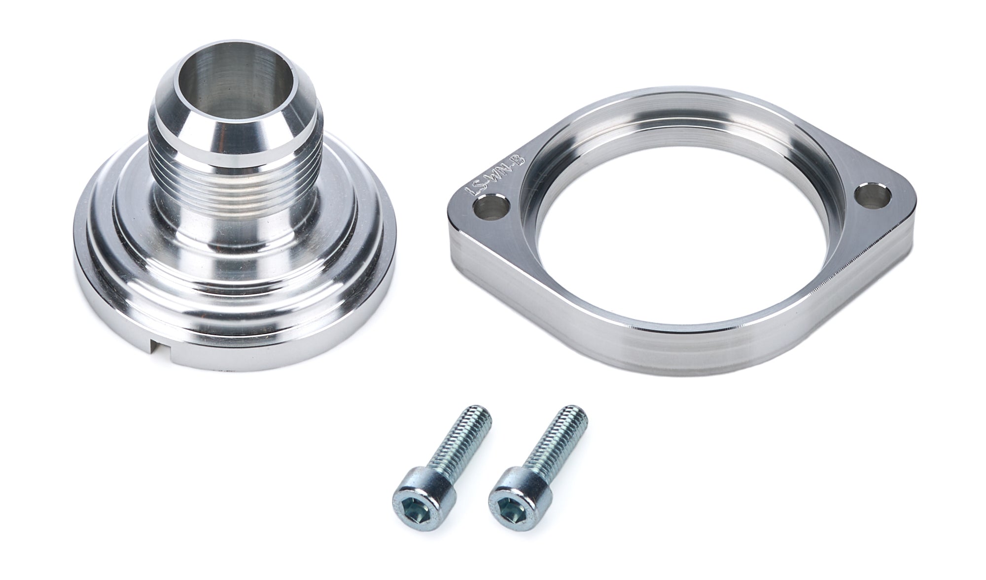 March Performance BTH-215 Water Neck for GM LS-Series Engines, 16AN Male, Straight, Aluminum, Clear Anodized Finish