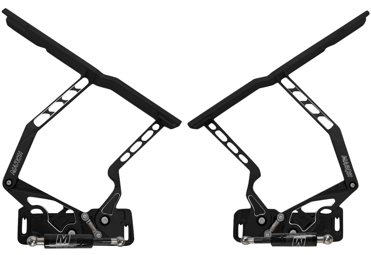 March Performance HH72CE-S-08 Hood Hinges for Chevrolet Chevelle 1968-1972, Black Powder Coat Aluminum Pair