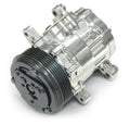 March Performance P412 Sanden Style Chrome Air Conditioning Compressor with Serpentine Pulley