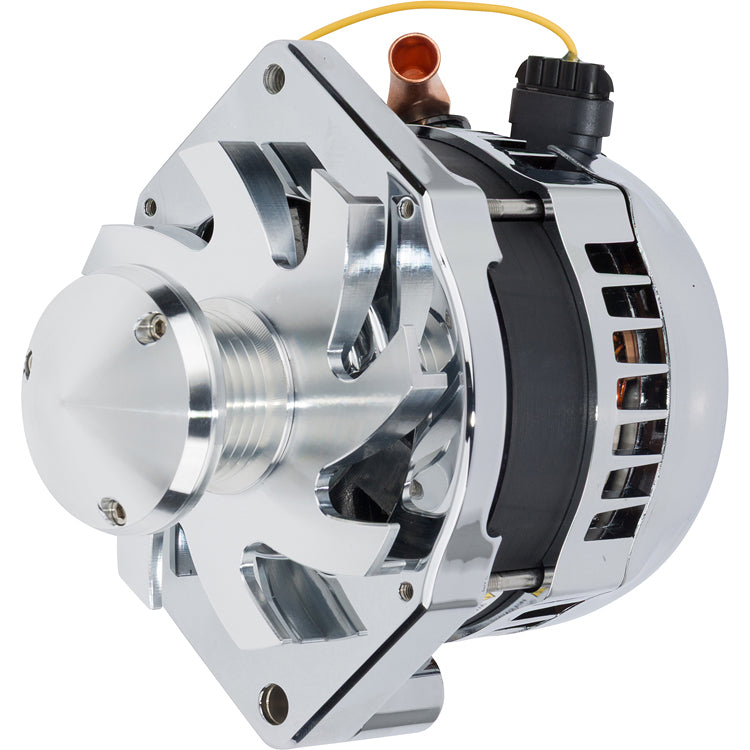 March Performance P545 GM 340AMP Alternator with 6-Rib Serpentine Aluminum Pulley and Clear Powder Coat Finish