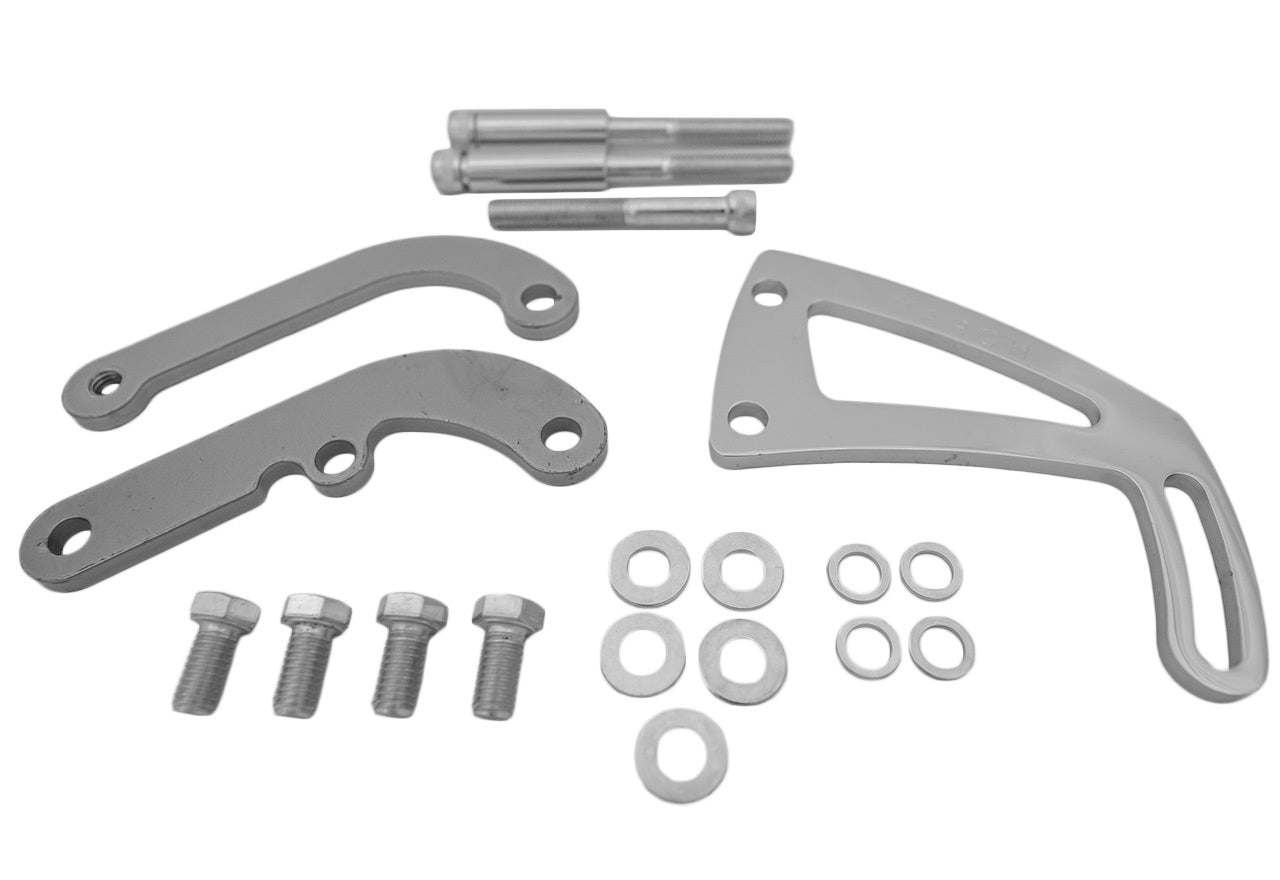 March Performance Power Steering Pump Bracket for Small Block Chevy, Driver Side Mount, Chrome Steel P80160-06