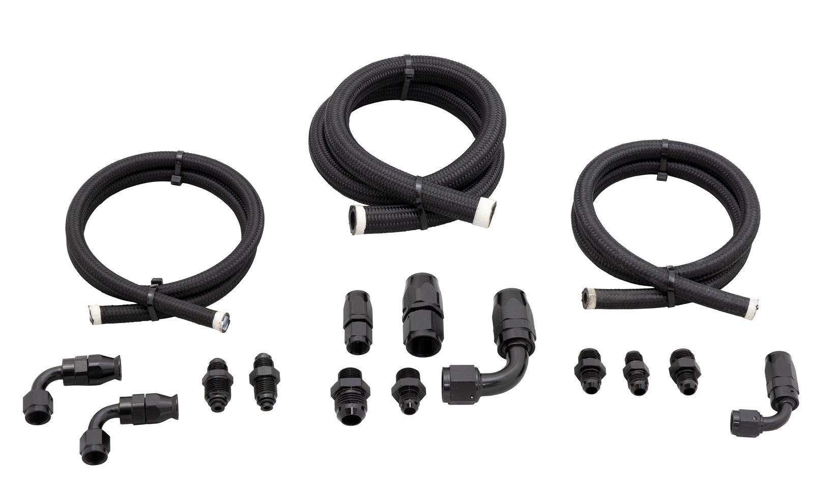March Performance PS-LK-REM-08 Braided Power Steering Line Kit with Remote Reservoir, Black
