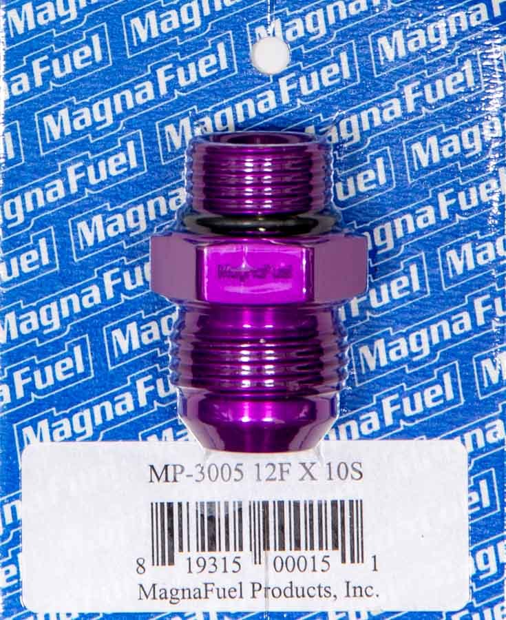 MagnaFuel MP-3005 Fitting, 12 AN Male to 10 AN Male O-Ring Adapter, Aluminum, Purple Anodized