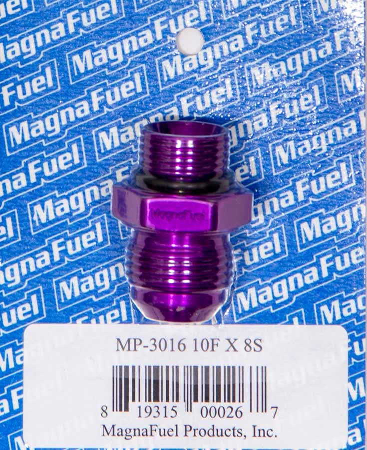 MagnaFlow Fuel Systems MP-3016 #10 to #8 O-Ring Male Adapter Fitting, Aluminum, Purple Anodized