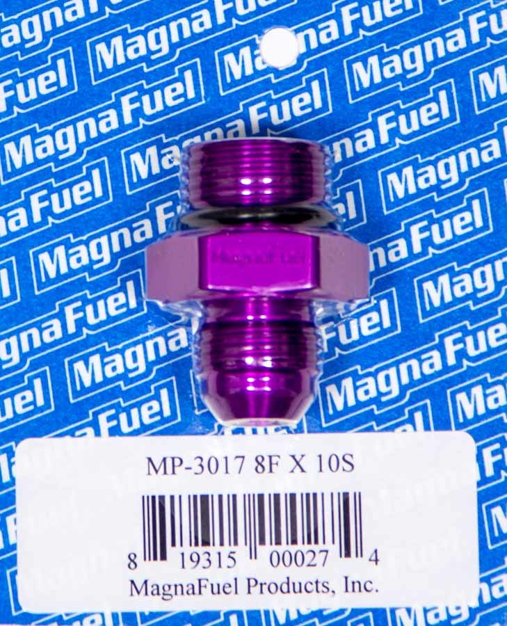 Magnafuel MP-3017 #8AN Male to #10AN O-Ring Straight Adapter Aluminum Purple Anodized