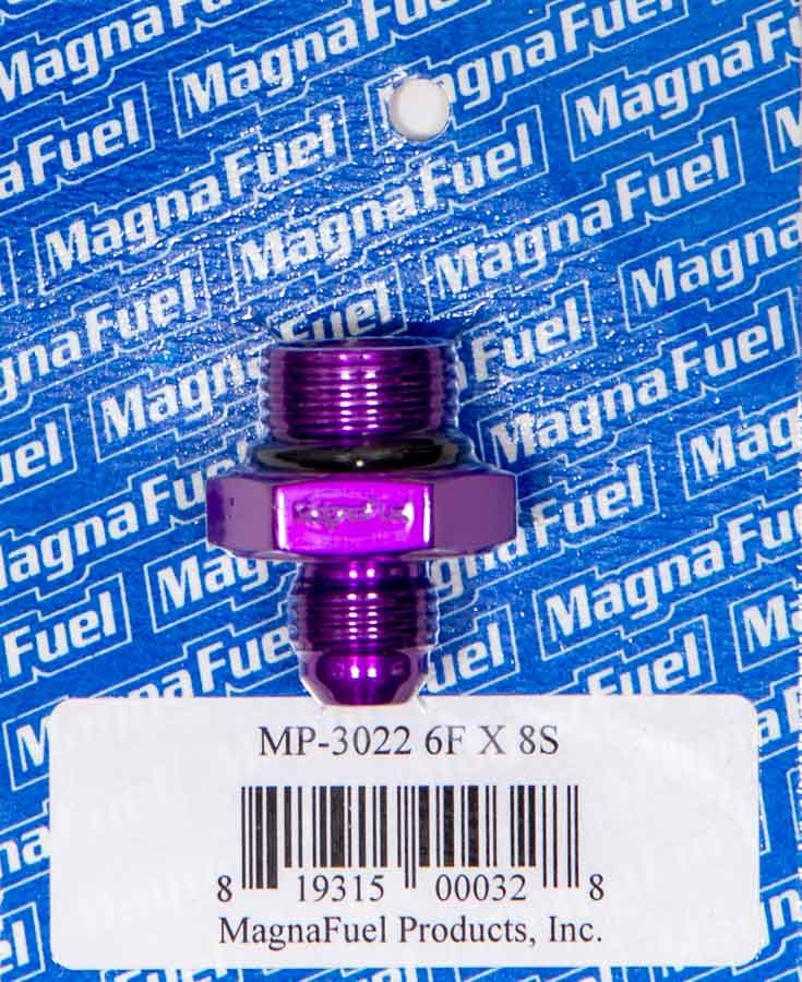MagnaFuel MP-3022 #6AN to #8AN Fitting with O-Ring, Aluminum, Purple Anodized