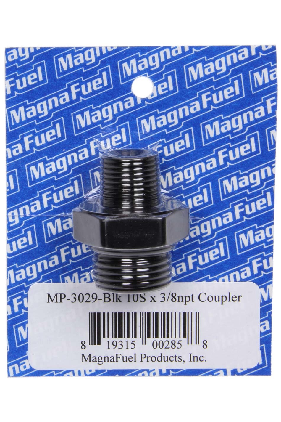 Magnafuel/Magnaflow Fuel Systems MP-3029-BLK Union Couple Fitting, 10 AN Male O-Ring to 3/8 Inch NPT Male, Black Anodized Aluminum