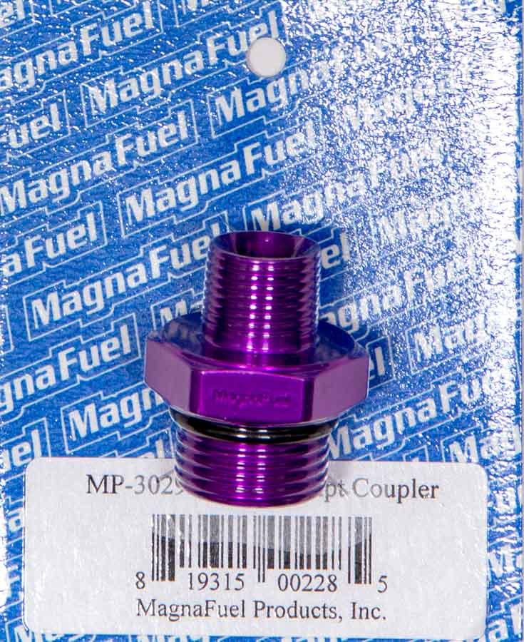 MagnaFuel MP-3029 Union Couple Fitting - 10 AN Male O-Ring to 3/8 Inch NPT Male Aluminum Purple Anodized