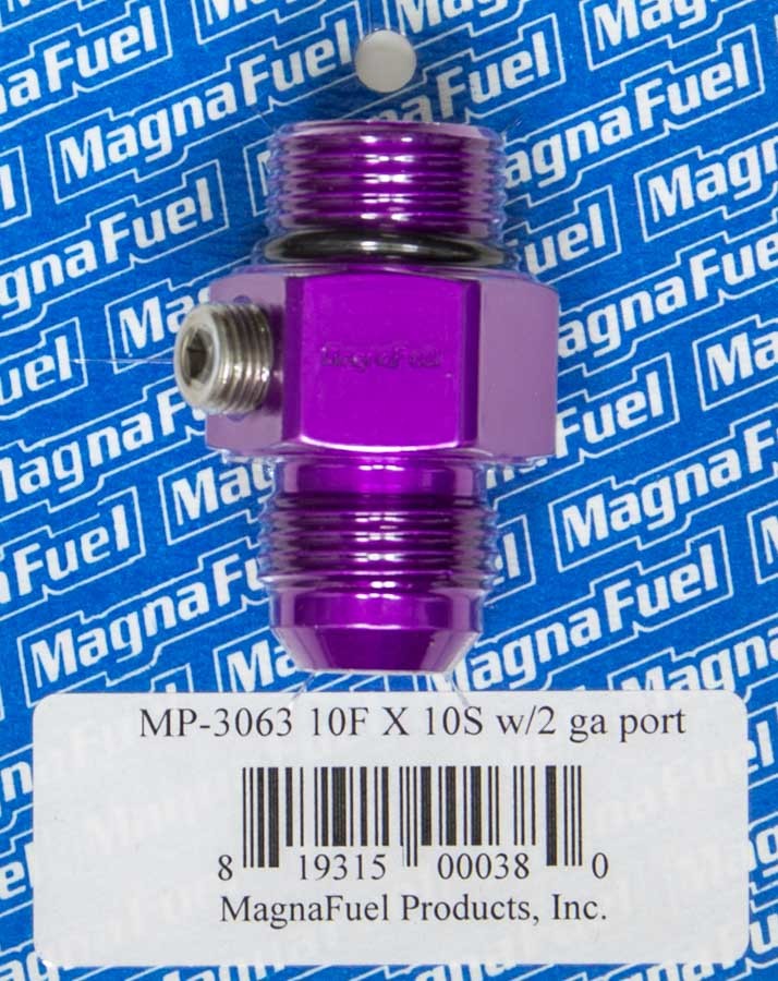 MagnaFuel MP-3063 #10 Male Port to #10 Male Fitting with O-Ring and Gauge Ports