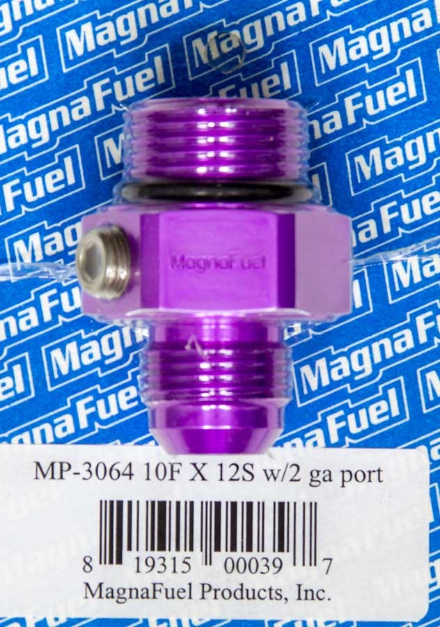 MagnaFuel MP-3064 #10 to #12 O-Ring Male Adapter Fitting with Gauge Ports