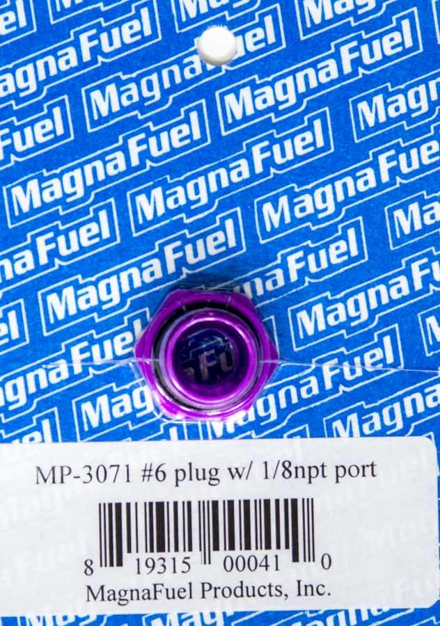 MagnaFlow Fuel Systems MP-3071 #6 O-Ring Port Plug with 1/8 Inch NPT Female Thread and Aluminum Hex Head, Purple Anodized Finish