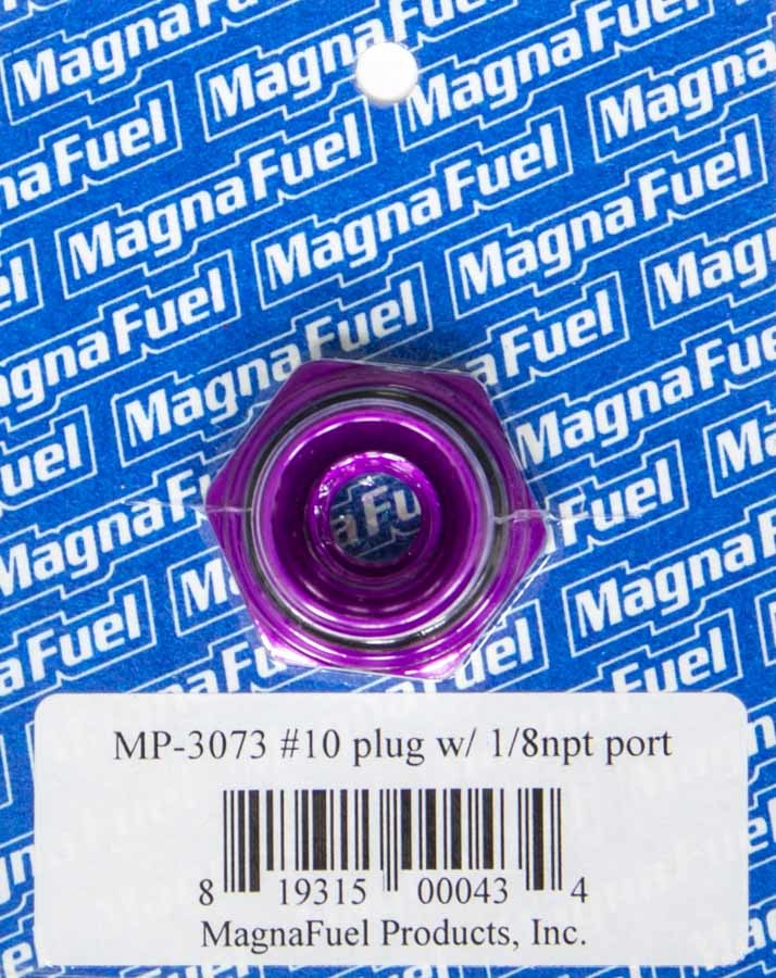 MagnaFuel MP-3073 #10 O-Ring Port Plug with 1/8 Inch NPT Female Thread and Aluminum Hex Head in Purple Anodized Finish