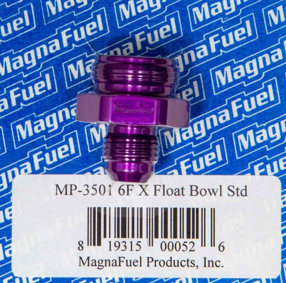 MagnaFuel MagnaFlow Fuel Systems MP-3501 Carburetor Inlet Fitting, 6 AN Female to 7/8-20 in Male, Aluminum, Purple Anodized