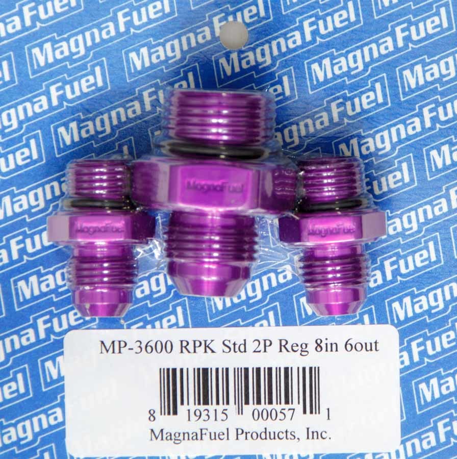 Magnafuel MP-3600 Regulator Fitting Kit with Aluminum O-Ring Fittings in Purple Anodized Finish
