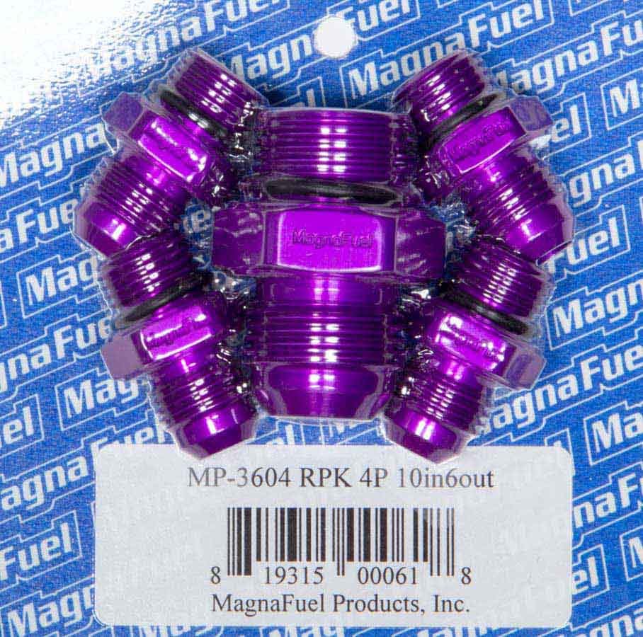 Magnafuel MP-3604 Regulator Plumbing Kit with 10 AN and 6 AN Fittings, Aluminum, Purple Anodized