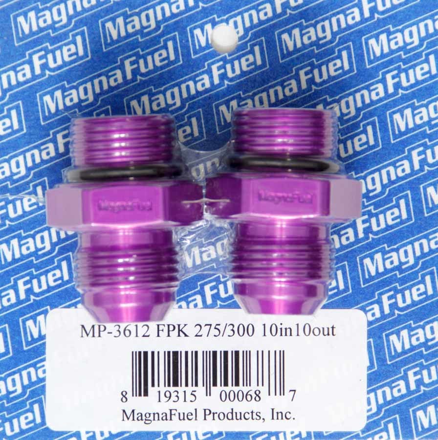 Magnafuel MP-3612 Fuel Pump Plumbing Kit with Two 10 AN Aluminum Fittings, Purple Anodized